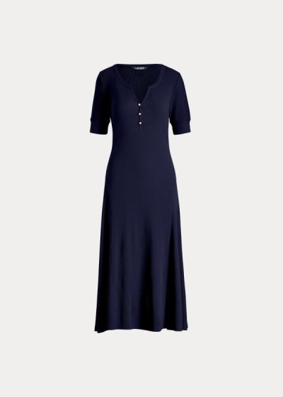 Vestidos Ralph Lauren Mujer Azul Marino - Cotton Fit-and-Flare - PFLVO0582